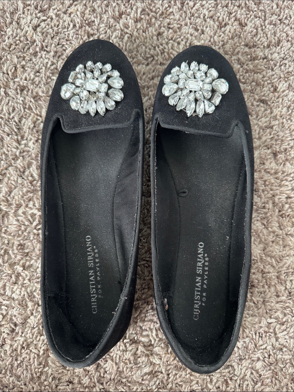 Christian Siriano Black Jeweled Loafers